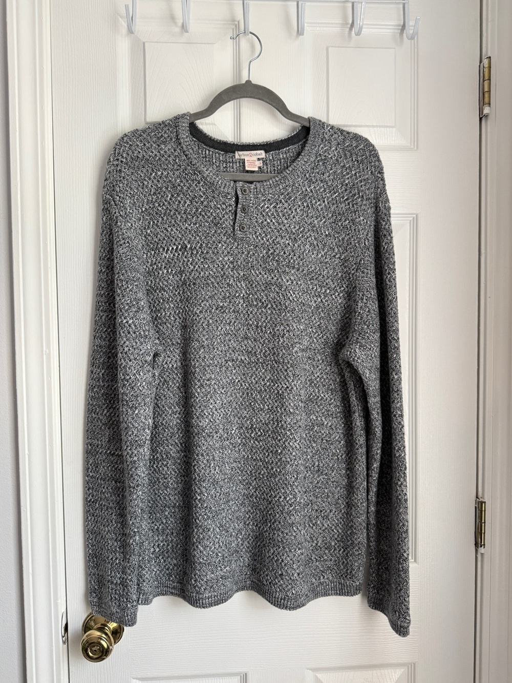 Carbon2Cobalt Bergen Men’s Cable Knit Pullover Sweater 100% Cotton Size L